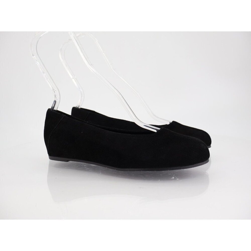 Eileen Fisher Women Una Hidden Wedge Ballet Flats Size 7.5 Black Suede Round Toe